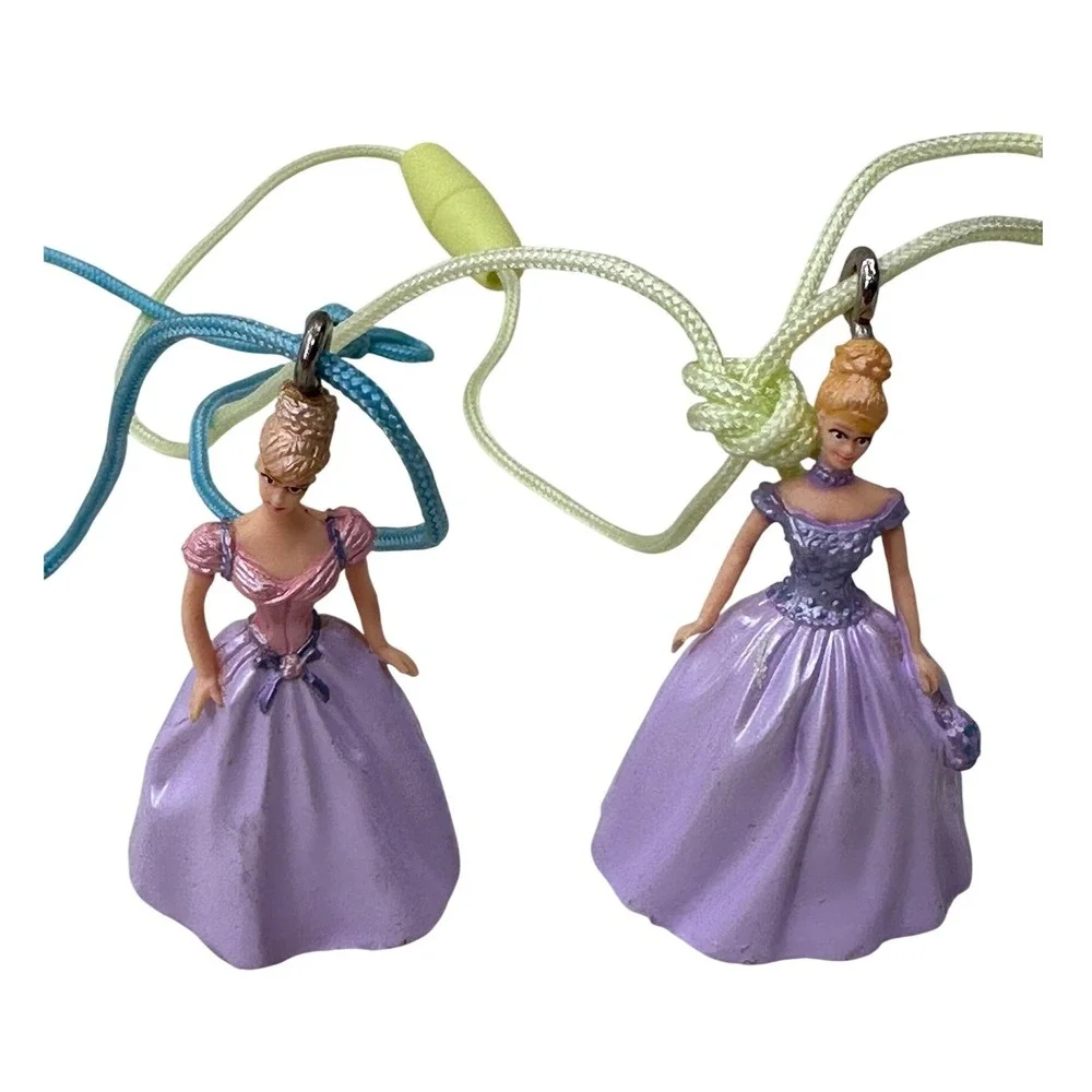 Disney Cinderella Necklace Lot 2 Princess Figure Pendant Toy Purple Pink‎ 1.5 in